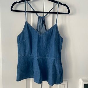 Zara Denim Peplum Top | Medium